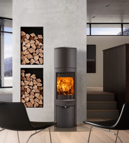 JOTUL F368 V2 ADVANCE HIGH TOP, OPEN BASE STOVE WITH DOOR, BLACK PAINT