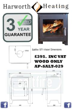 SALTFIRE ST1 VISION STOVE WOOD BURNING ONLY
