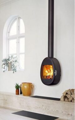 SCAN 66-1 WALL WOOD STOVE IN BLACK