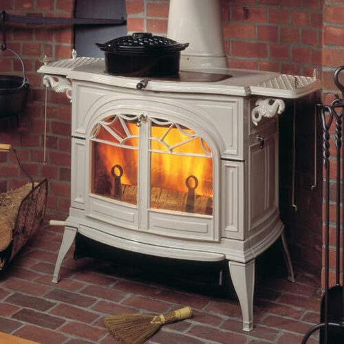 DEFIANT TWO IN ONE WOOD STOVE IN BISCUIT ENAMEL 0001976-I