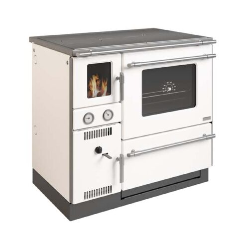 WAMSLER K148F SOLID FUEL CENTRAL HEATING COOKER WITH GLASS DOOR WHITE / RH