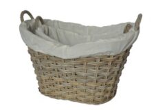 GLENWEAVE 2 OVAL BASKETS WITH EAR HANDLES AND LINER IN GREY