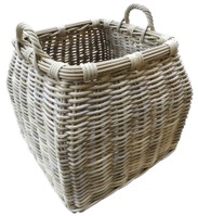 GLENWEAVE ROUND TOP SQUARE BOTTOM BASKET WITH EAR HANDLES L44 X D44 X H44CM GREY