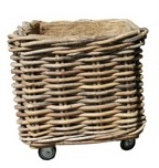 Glanweave Square Basket Small On Wheels Inc Handles & Jute