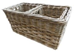 GLENWEAVE 3 RECTANGLE BASKETS WITH DIVIDER AT CENTRE IN GREY
