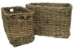 GLENWEAVE 2 RECTANGLE BASKETS WITH CUT OUT HANDLES IN NATURAL