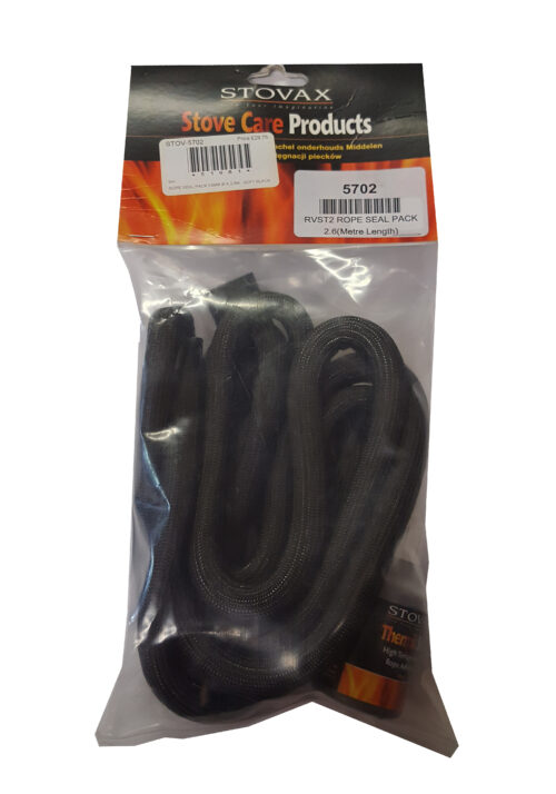 STOVAX 13MM BLACK DOOR ROPE SEAL WITH ADHESIVE - 2M PACK 5702